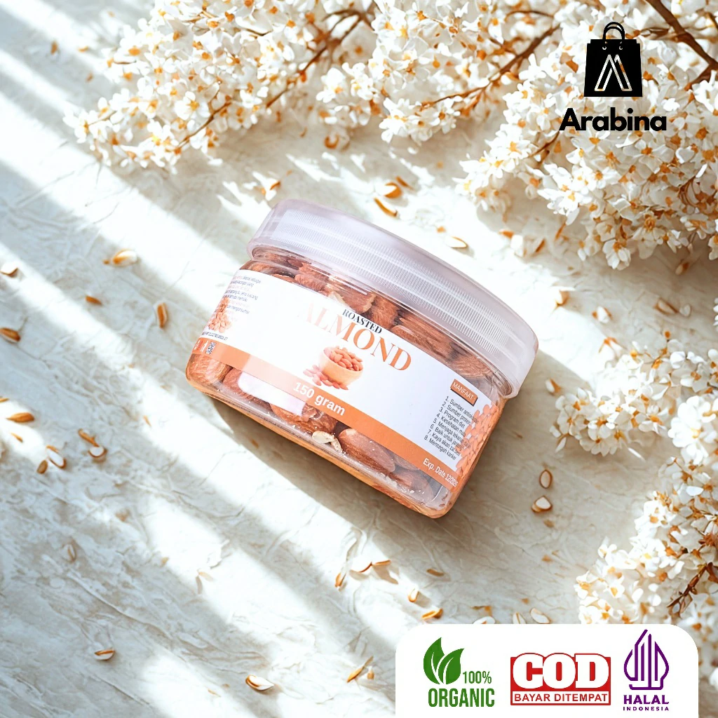 Arabina Kacang Almond Panggang Organik Kupas Premium Roasted Almond Organic Original Natural - Image 9