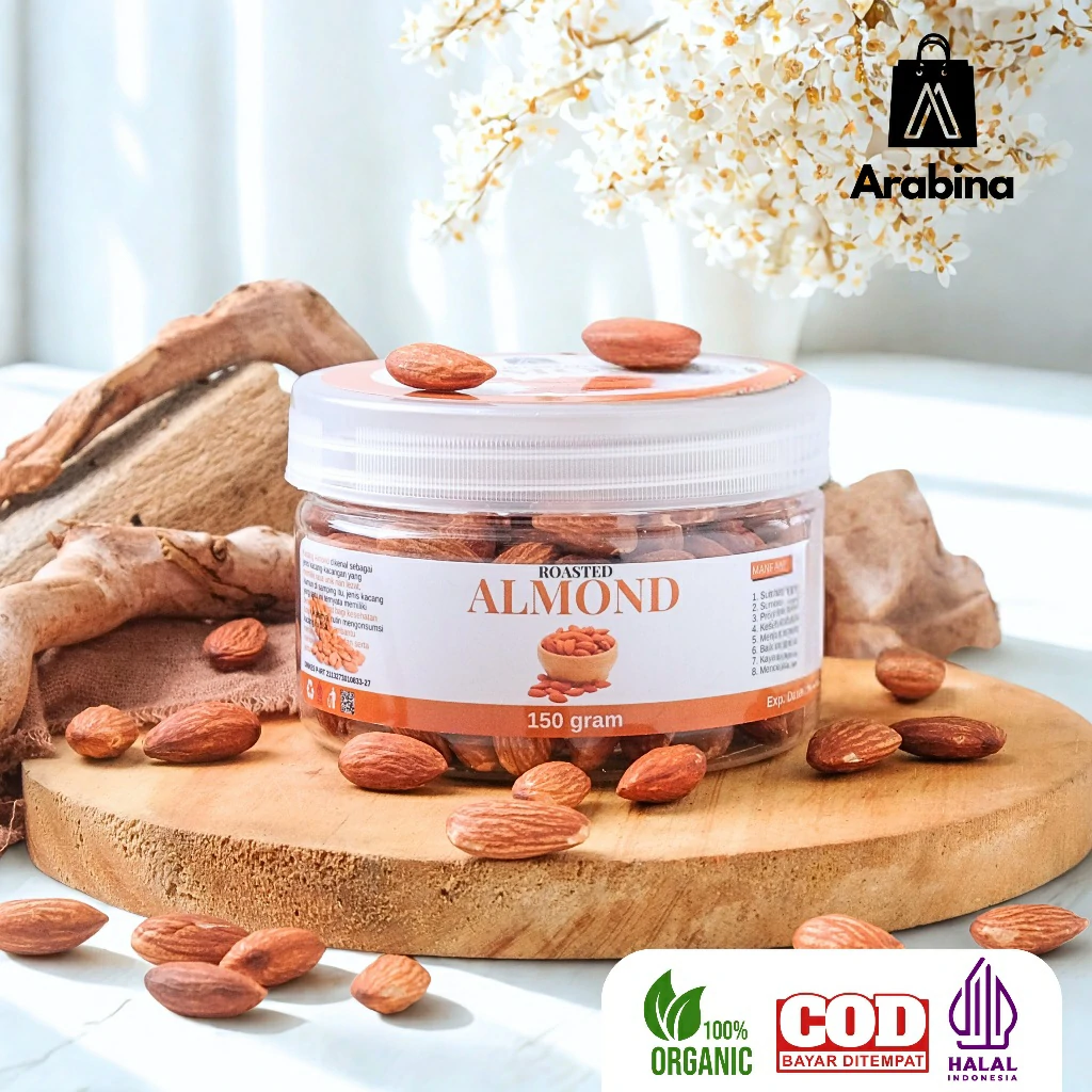 Arabina Kacang Almon 100% Organik Panggang Roasted Almond Kupas Premium - Image 5
