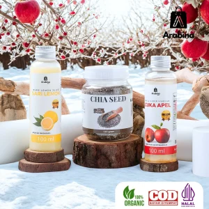 Arabina Paket 3in1 Detoks Diet Chimonpel 100%  Original Organik Sari Lemon Cuka Apel Chia Seed