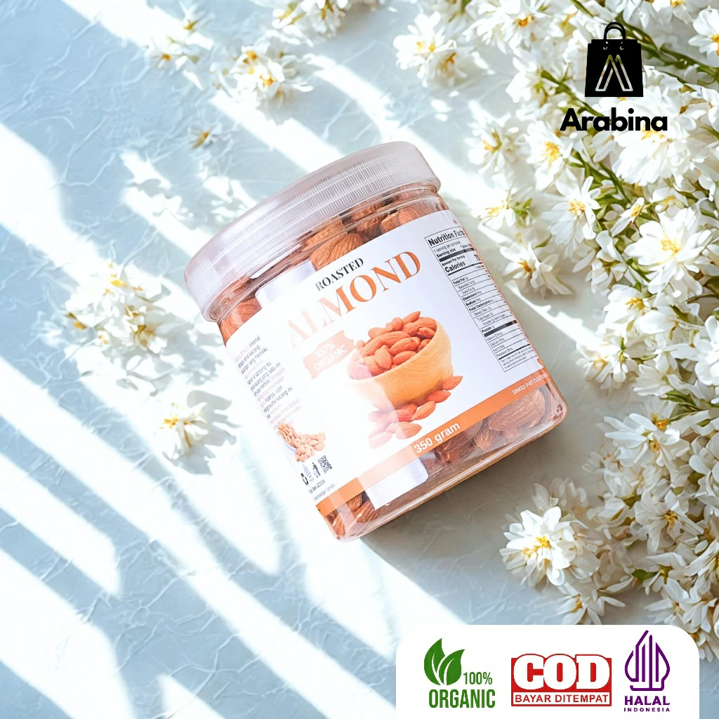 Arabina Kacang Almon 100% Organik Panggang Roasted Almond Kupas Premium - Image 8