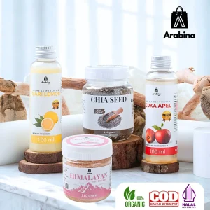 Arabina Paket Detoks Diet Gachimonpel Alami 4in1 Garam Himalaya Cuka Apel Chia Seed Sari Lemon