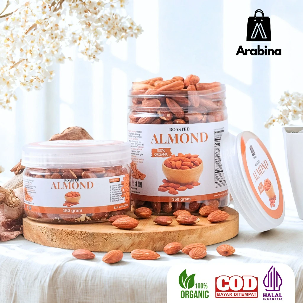 Arabina Kacang Almon 100% Organik Panggang Roasted Almond Kupas Premium - Image 4