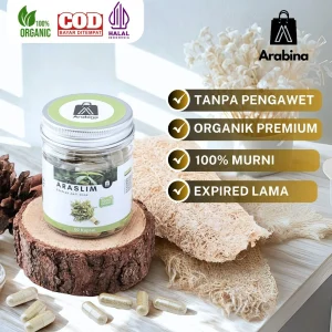 Araslim Ekstrak Daun Jati Cina 100% Original Organik Premium Kapsul Pelangsing Badan Pria Wanita