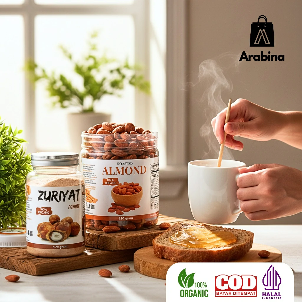 Arabina Paket Promil 3in1 Serbuk Zuriat Asli Madu 100% Asli Murni Kacang Almond Panggang Roasted - Image 3