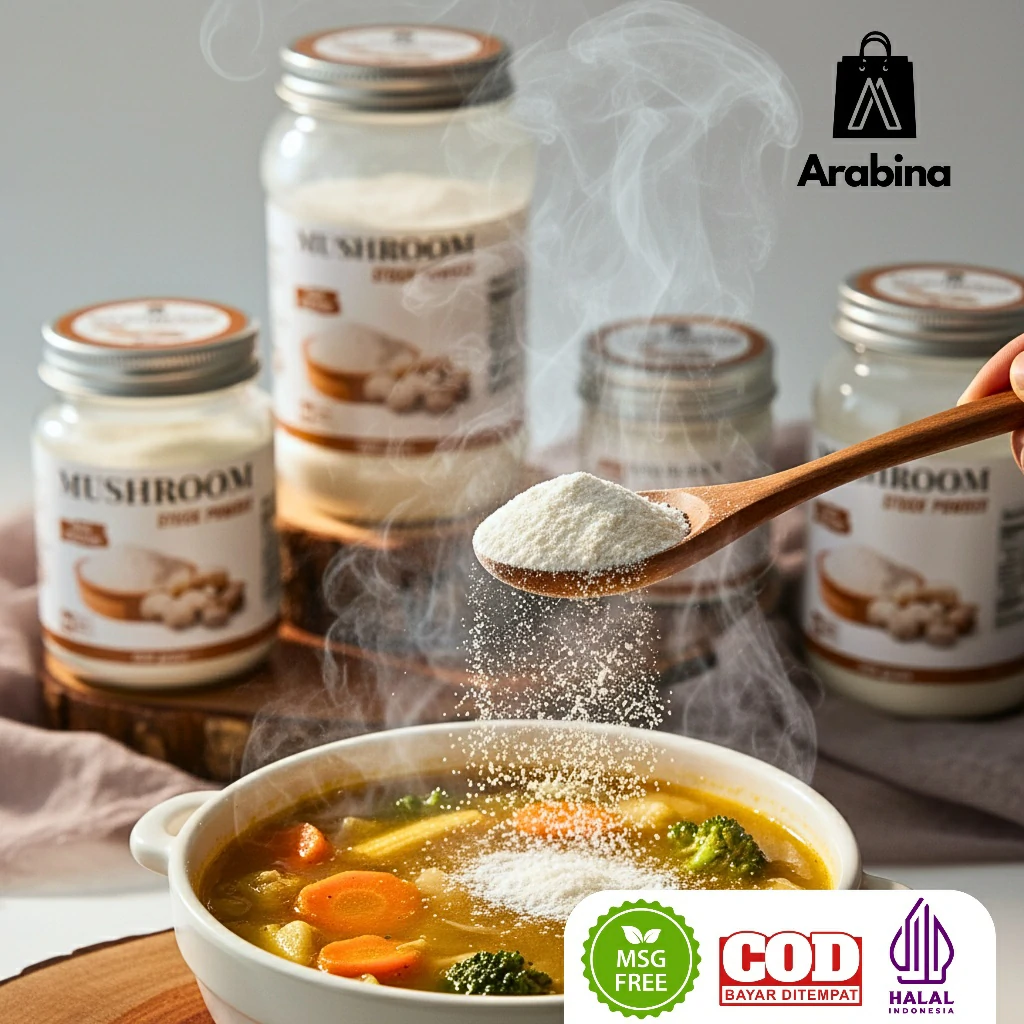 Arabina Kaldu Jamur Bubuk 100% Non MSG Halal Bumbu Penyedap Rasa Mushroom Seasoning Powder - Image 5