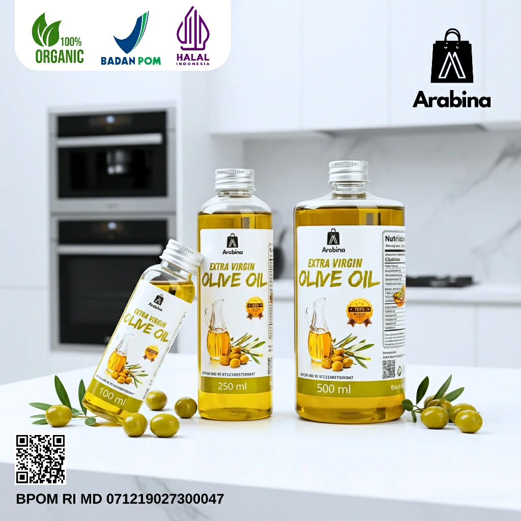 Arabina Minyak Zaitun 100% Extra Virgin Olive Oil Asli Murni 100ml - Image 4