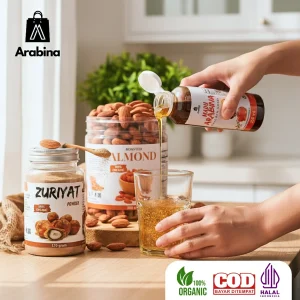 Arabina Paket Promil 3in1 Serbuk Zuriat 100% Asli Madu Murni Kacang Almond Panggang Roasted