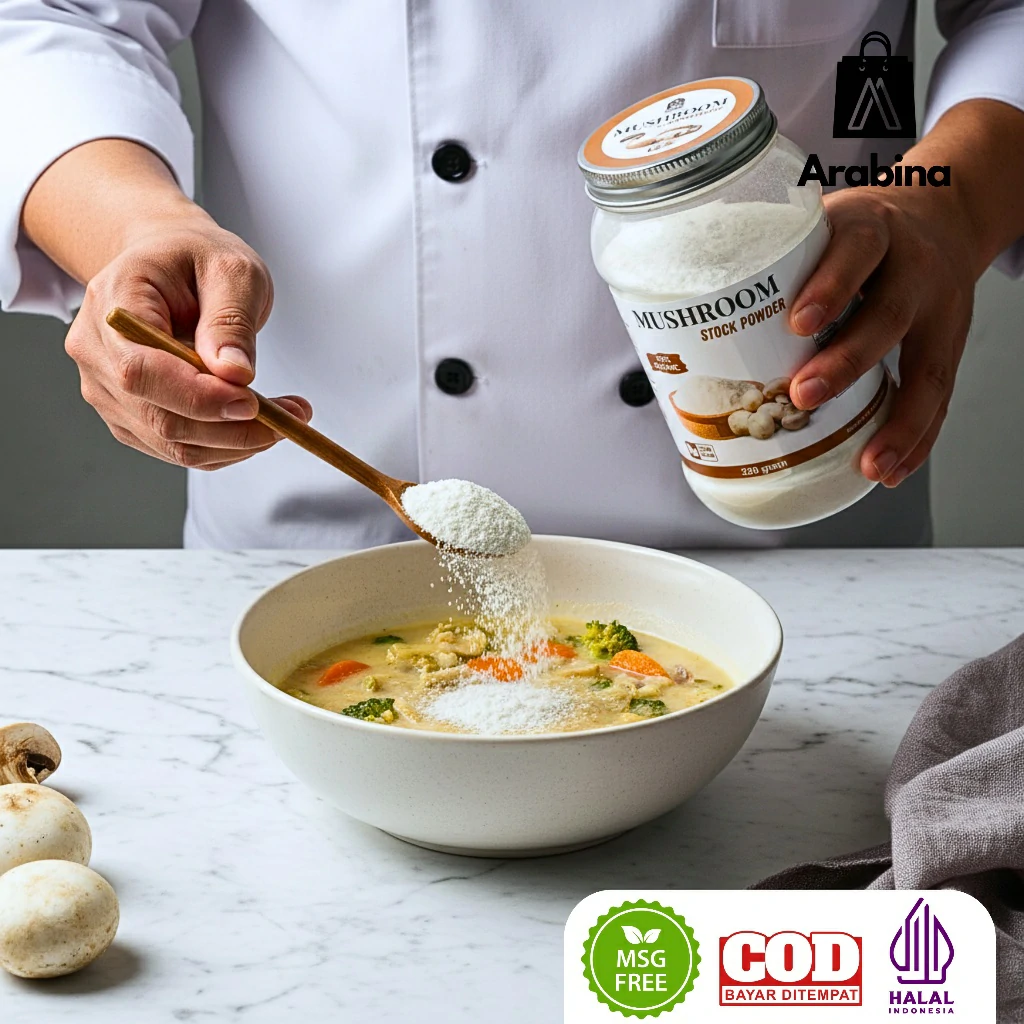 Arabina Kaldu Jamur Bubuk 100% Non MSG Halal Bumbu Penyedap Rasa Mushroom Seasoning Powder - Image 9