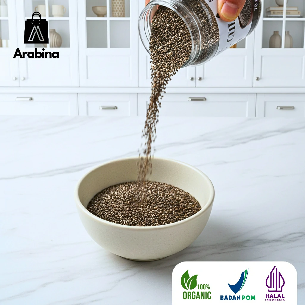 Arabina Chia Seed Premium 100% Original Non GMO Organik Cia Seeds Organic Untuk Diet - Image 7