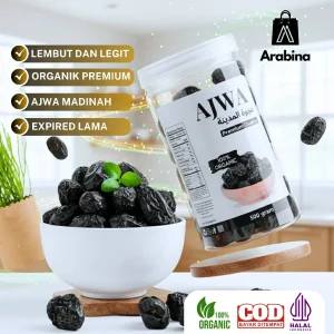 Arabina Kurma Ajwa 100% Original Azwa Madinah Original Premium Lembut Legit