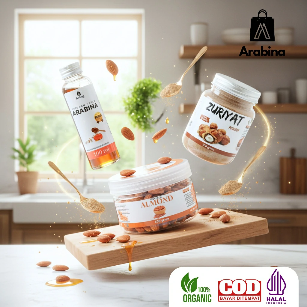 Arabina Paket Promil 3in1 Serbuk Zuriat Asli Madu 100% Asli Murni Kacang Almond Panggang Roasted - Image 5