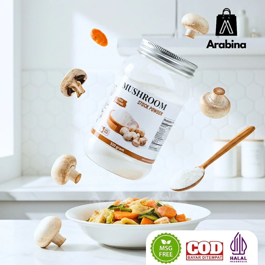 Arabina Kaldu Jamur Bubuk 100% Non MSG Halal Bumbu Penyedap Rasa Mushroom Seasoning Powder - Image 3