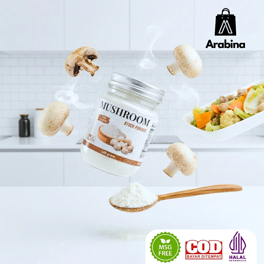 Arabina Kaldu Jamur Bubuk 100% Non MSG Halal Bumbu Penyedap Rasa Mushroom Seasoning Powder - Image 7