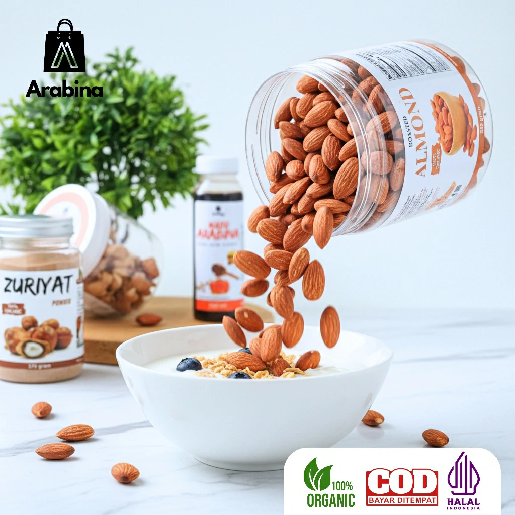 Arabina Paket Promil 3in1 Serbuk Zuriat Asli Madu 100% Asli Murni Kacang Almond Panggang Roasted - Image 7