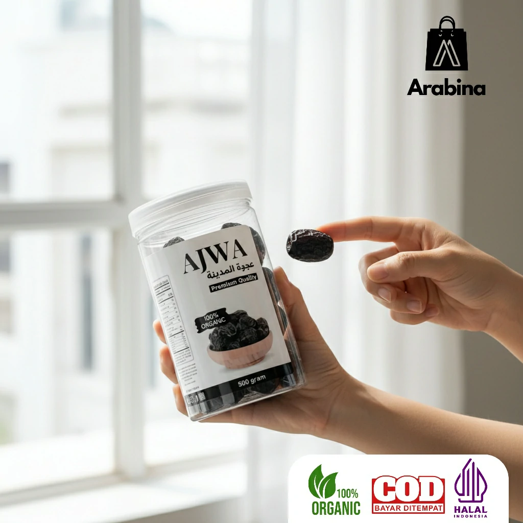 Arabina Kurma Ajwa 100% Original Organik Premium Azwa Madinah Lembut Legit - Image 3