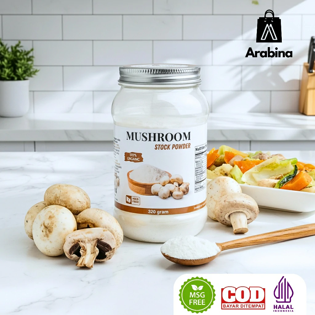 Arabina Kaldu Jamur Bubuk 100% Non MSG Halal Bumbu Penyedap Rasa Mushroom Seasoning Powder - Image 8