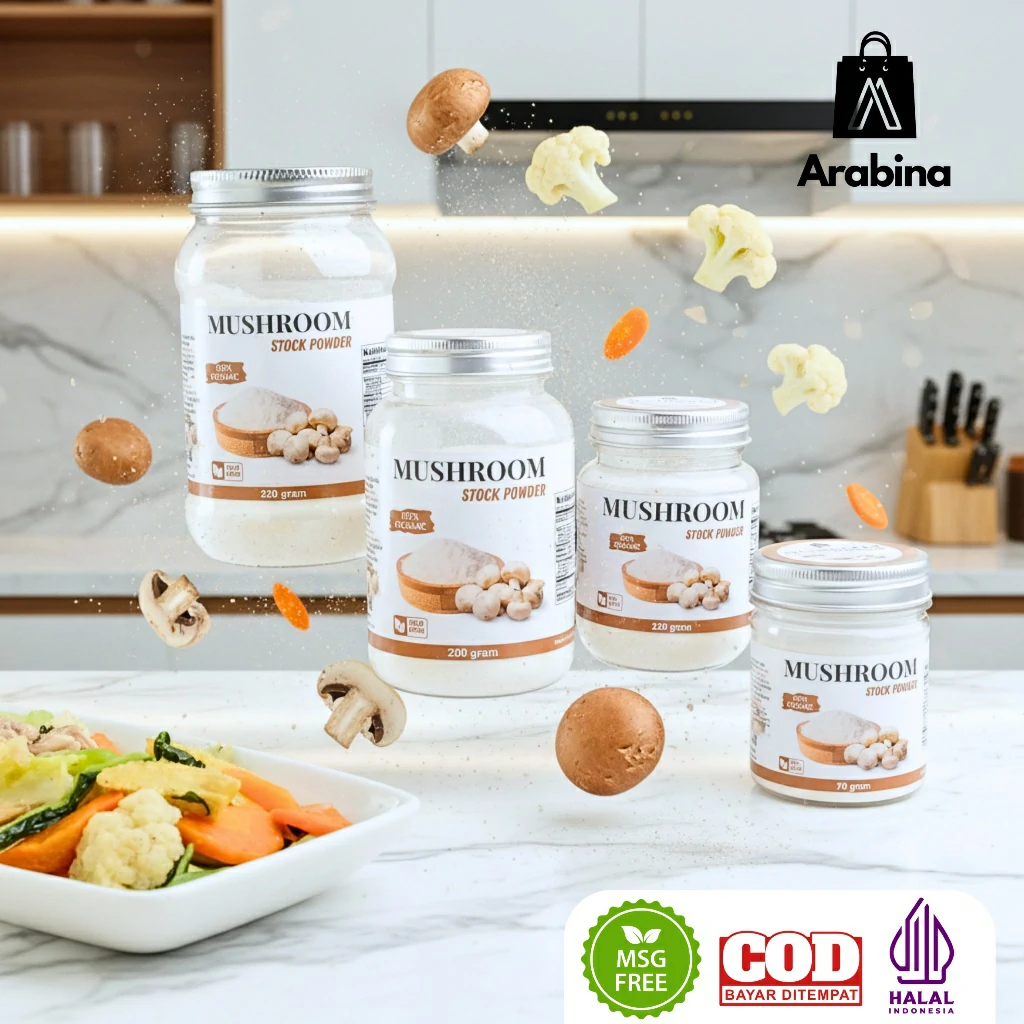 Arabina Kaldu Jamur Bubuk 100% Non MSG Halal Bumbu Penyedap Rasa Mushroom Seasoning Powder - Image 2