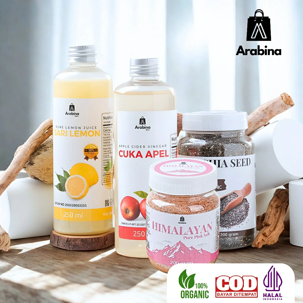 Arabina Paket Detoks Diet Gachimonpel Alami 4in1 Garam Himalaya Cuka Apel Chia Seed Sari Lemon - Image 4