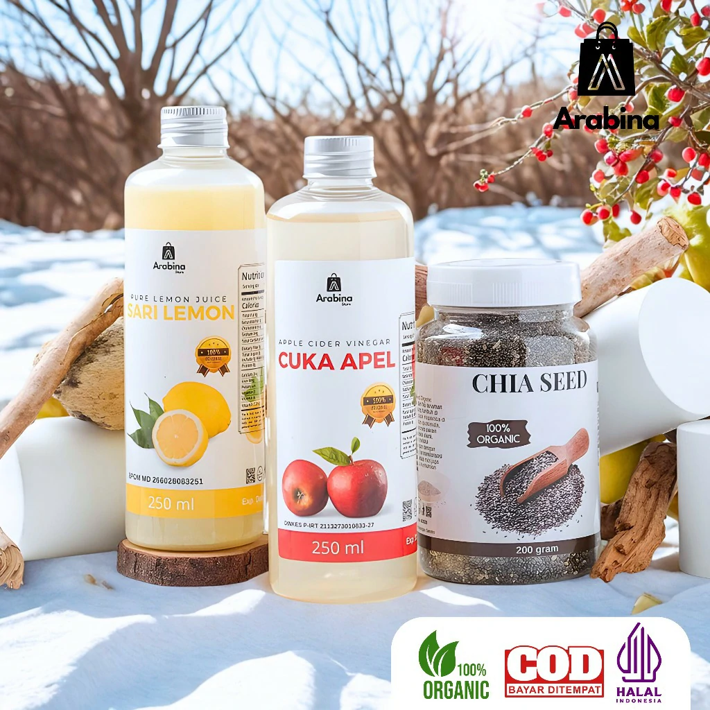 Arabina Paket Detoks Diet Gachimonpel Alami 4in1 Garam Himalaya Cuka Apel Chia Seed Sari Lemon - Image 8