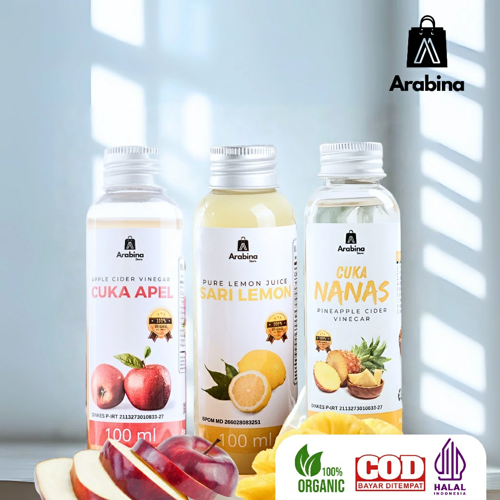 Arabina Paket 3in1 Suplemen Diet Detoks Cupelmonas Cuka Apel Sari lemon Cuka Nanas - Image 4