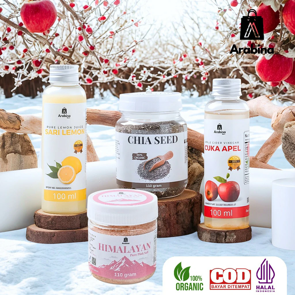 Arabina Paket Detoks Diet Gachimonpel Alami 4in1 Garam Himalaya Cuka Apel Chia Seed Sari Lemon - Image 2