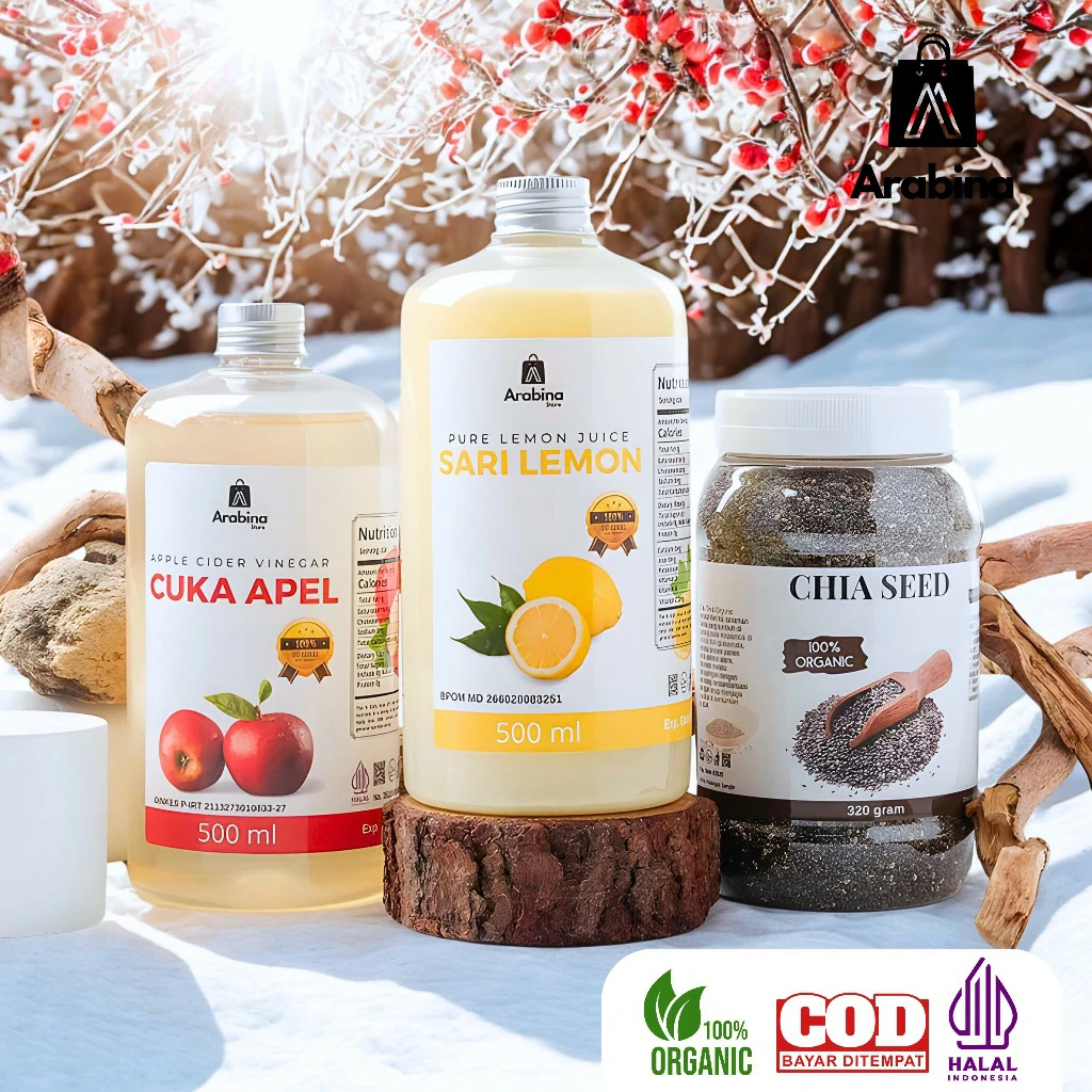 Arabina Paket Detoks Diet Gachimonpel Alami 4in1 Garam Himalaya Cuka Apel Chia Seed Sari Lemon - Image 7