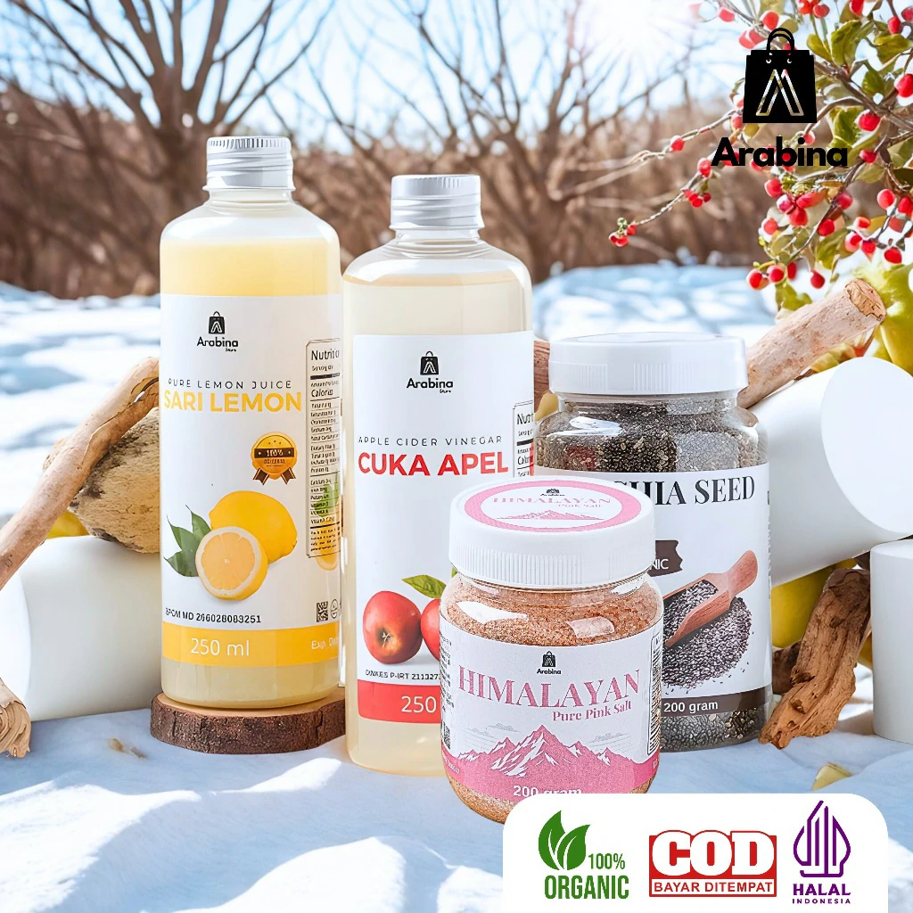 Arabina Paket Detoks Diet Gachimonpel Alami 4in1 Garam Himalaya Cuka Apel Chia Seed Sari Lemon - Image 6