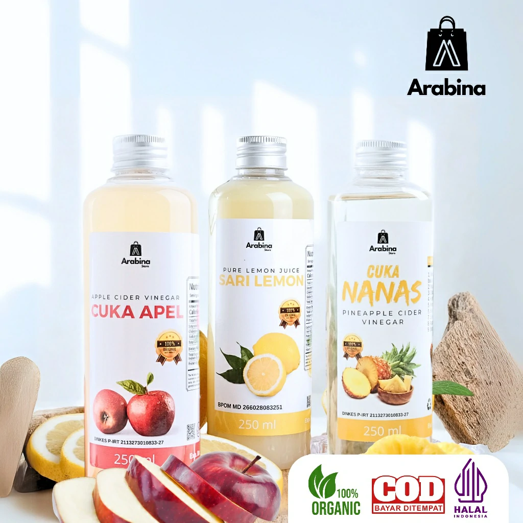 Arabina Paket 3in1 Suplemen Diet Detoks Cupelmonas Cuka Apel Sari lemon Cuka Nanas - Image 5