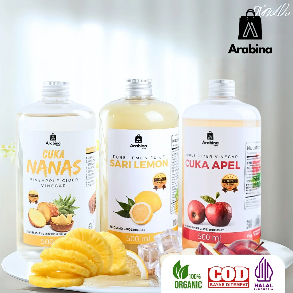 Arabina Paket 3in1 Suplemen Diet Detoks Cupelmonas Cuka Apel Sari lemon Cuka Nanas - Image 6