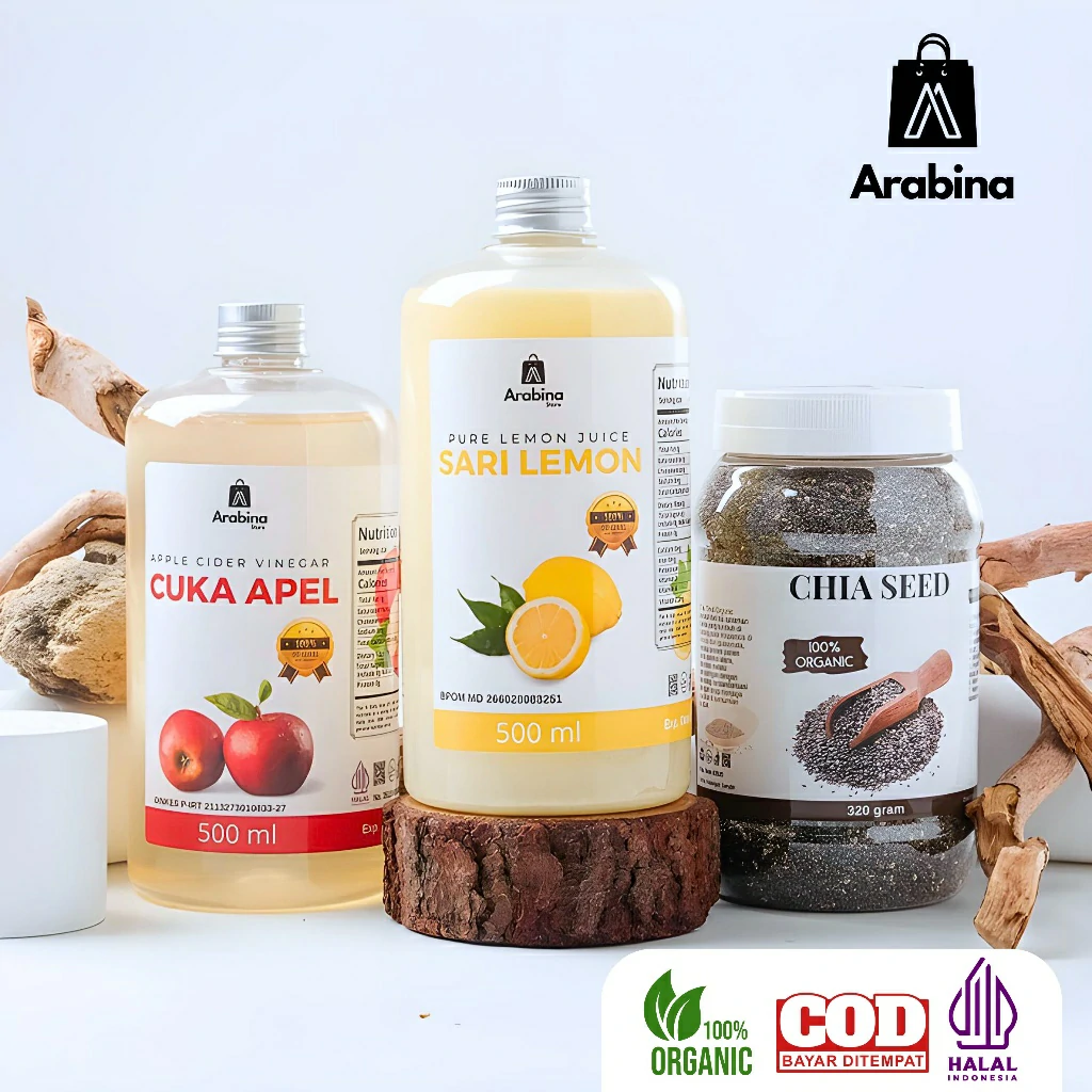 Arabina Paket Detoks Diet Gachimonpel Alami 4in1 Garam Himalaya Cuka Apel Chia Seed Sari Lemon - Image 9