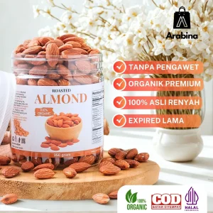 Arabina Kacang Almon 100% Organik Panggang Roasted Almond Kupas Premium