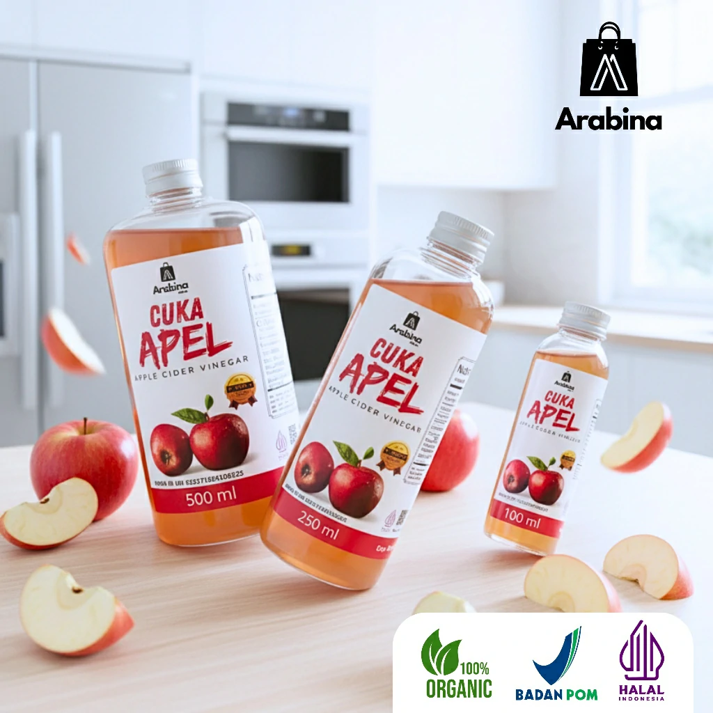 Arabina Cuka Apel 100% Alami Original Untuk Diet Jerawat Apple Cider Vinegar With The Mother - Image 2
