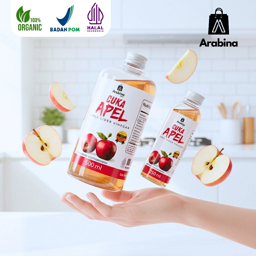 Arabina Cuka Apel 100% Alami Original Untuk Diet Jerawat Apple Cider Vinegar With The Mother - Image 6