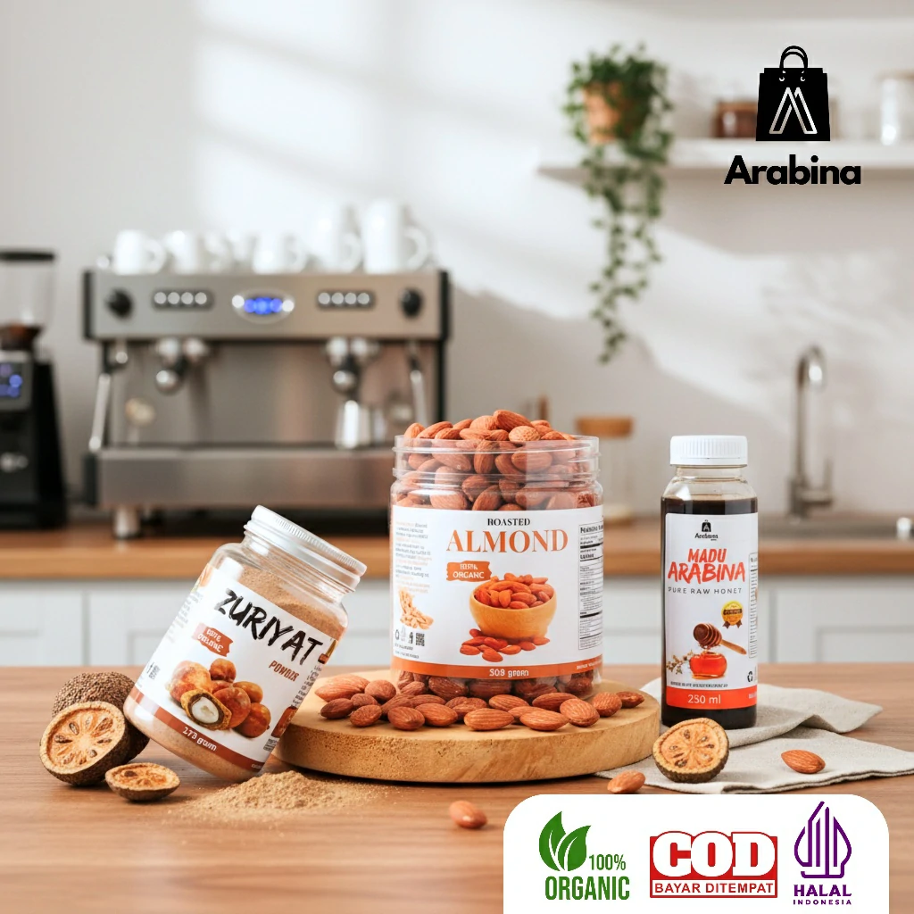 Arabina Paket Promil 3in1 Serbuk Zuriat Asli Madu 100% Asli Murni Kacang Almond Panggang Roasted - Image 2