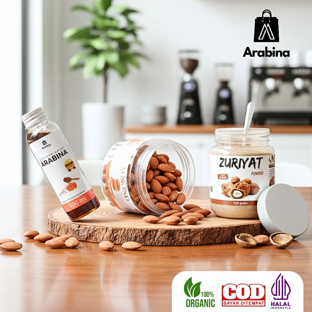 Arabina Paket Promil 3in1 Serbuk Zuriat Asli Madu 100% Asli Murni Kacang Almond Panggang Roasted - Image 4