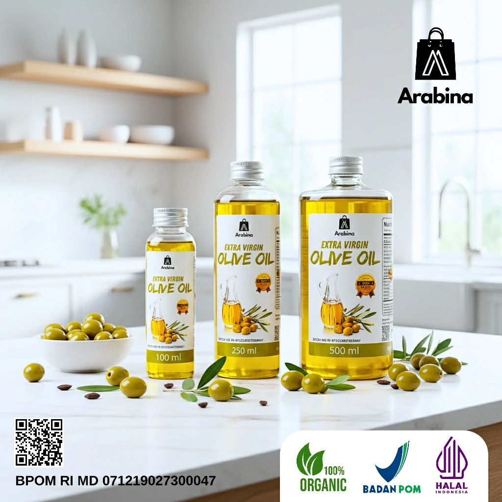 Arabina Minyak Zaitun 100% Extra Virgin Olive Oil Asli Murni 100ml - Image 6