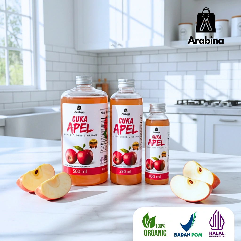 Arabina Cuka Apel 100% Alami Original Untuk Diet Jerawat Apple Cider Vinegar With The Mother - Image 5