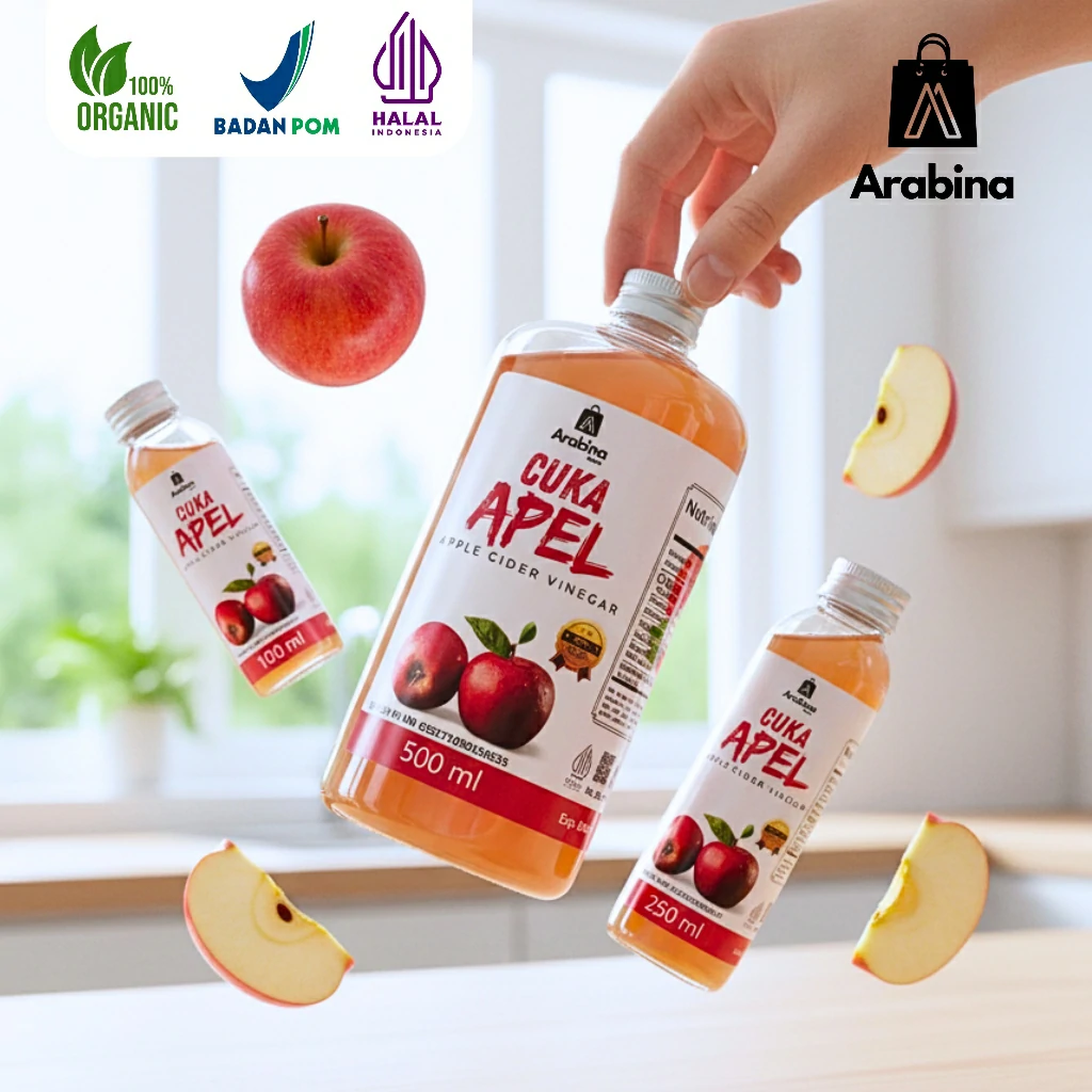Arabina Cuka Apel 100% Alami Original Untuk Diet Jerawat Apple Cider Vinegar With The Mother - Image 4