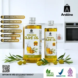 Arabina Minyak Zaitun 100% Original Extra Virgin Olive Oil Untuk Diminum Masak Rambut Wajah Jerawat